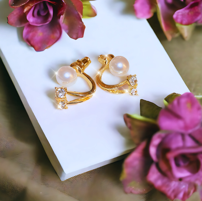 Aretes bañados en Oro con Perlas