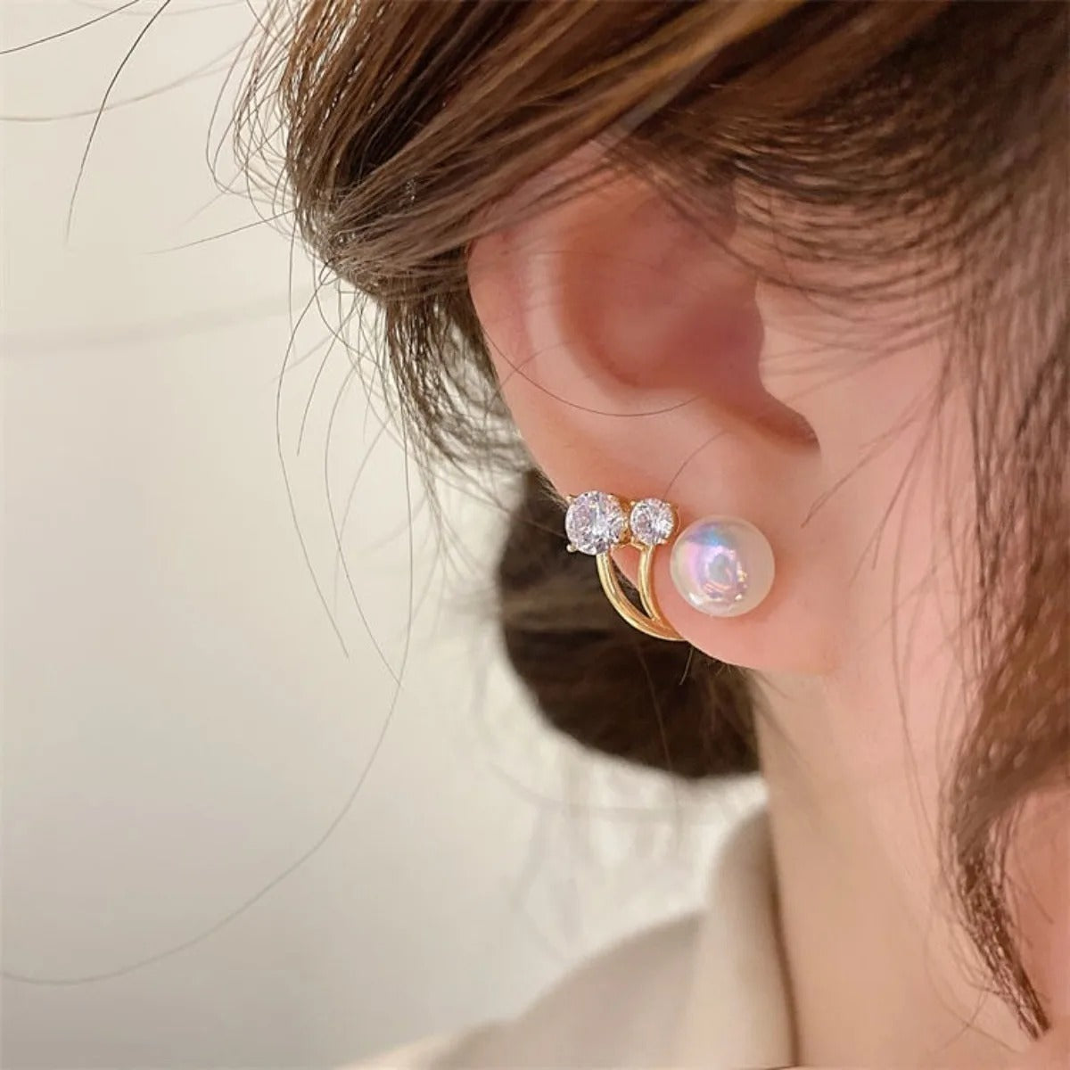 Aretes bañados en Oro con Perlas