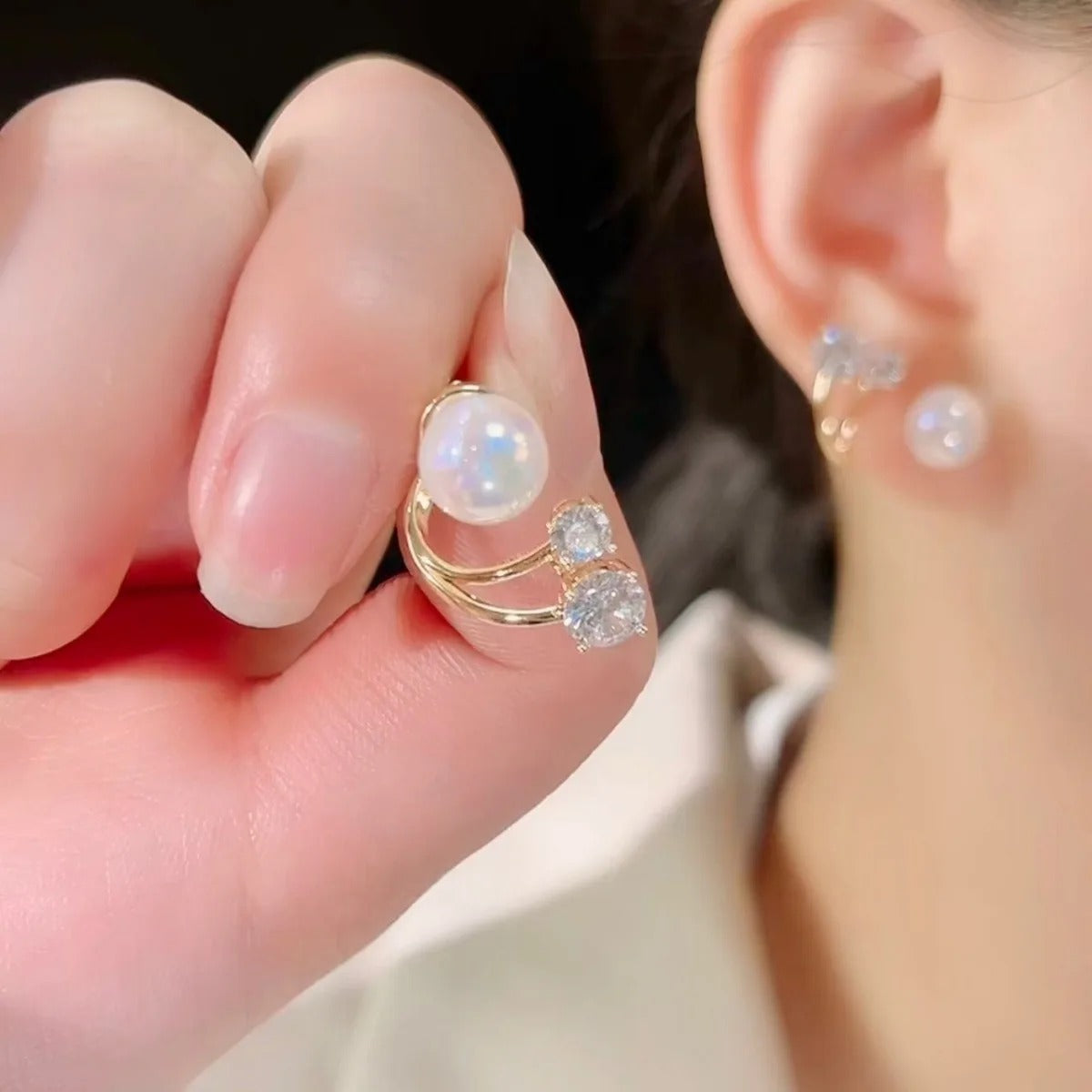 Aretes bañados en Oro con Perlas